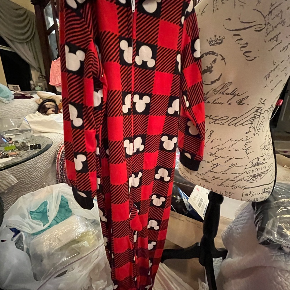 Disney Red Plaid Mickey Mouse Onesie
